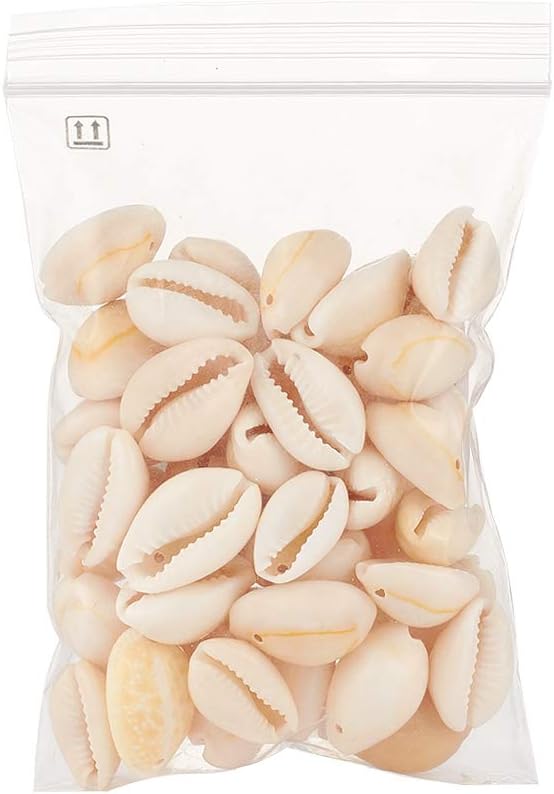 Cheriswelry 50pcs White Natural Spiral Shell Beads Sea Shells Beach Spacer Beads Charms Cowrie Shells Loose Beads 17~22mm 1mm Hole for Summer DIY Earring Bracelet Necklace Jewelry Making