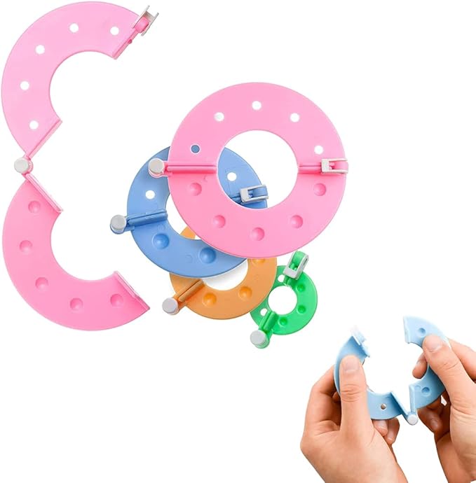 Pom Pom Maker,30pcs Pom Pom Makers kit Includes 8 PCS Pom Pom Maker+2pcs Scissors+10pcs Plastic Needles+10pcs kntting Stitch Markers for DIY Wool Yarn Knitting Craft Project for Everyone (30)