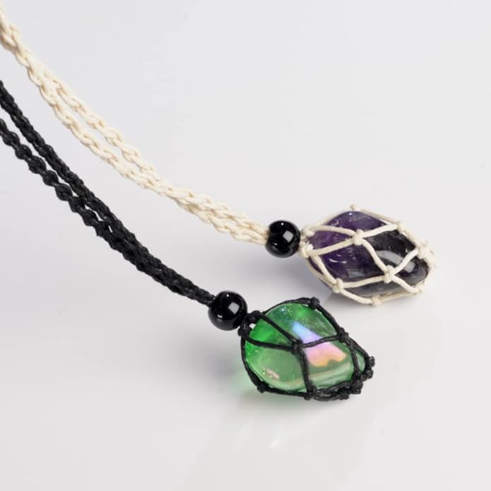 24pcs Adjustable Empty Necklace Holder Crystal Stone Necklace Pendant Necklace Cord Hand Woven Necklace Ropes for Jewelry Making