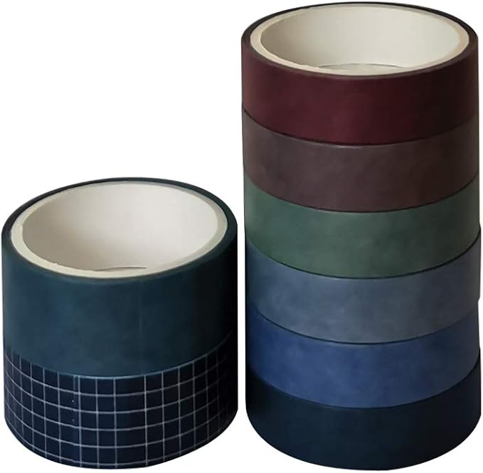 ZDOLAKIDS 8 Rolls Washi Tape Set Basic Solid Color Purplish Blue Adhesive Decoration Label for Journaling Scrapbooking Planner Journals DIY Art Crafts Letter Card Envelope Gift Box Sealing