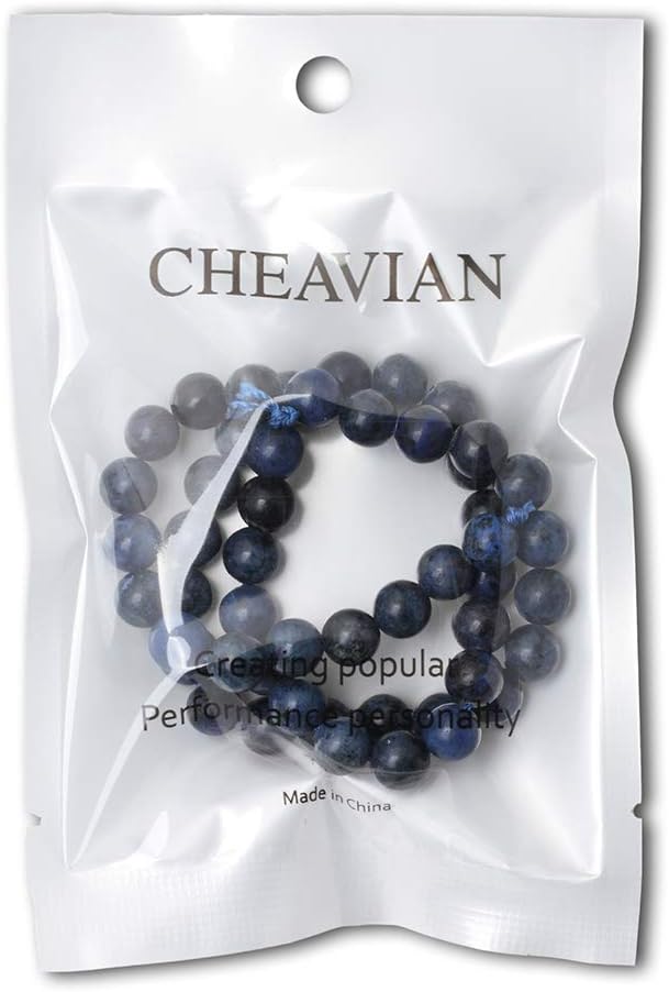 cheavian 45pcs 8mm natural dumortierite gemstone round loose stone beads for jewelry making crafts design 1 strand 15"