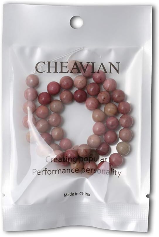 cheavian 45pcs 8mm natural rhodochrosite gemstone smooth round loose beads for jewelry making diy findings 1 strand 15"