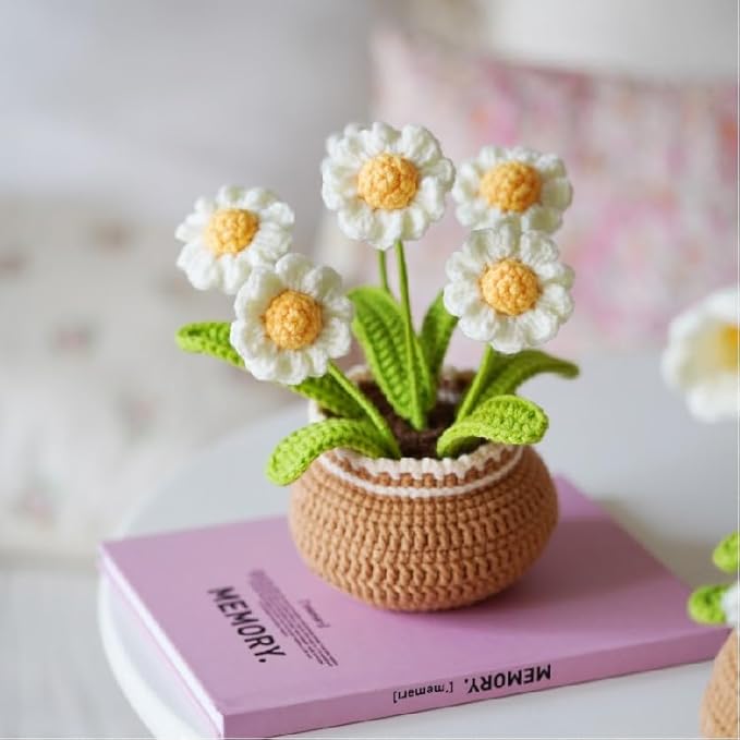 Crochet Set - Beginner Friendly Crochet Set with Step by Step Teaching Videos and Crochet Pattern Manuals (Daisy Potted Plant)