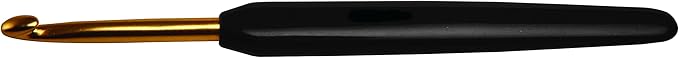 KnitPro Gold Aluminum Single-Ended Crochet Hook with Black Soft Handle | 4.00mm