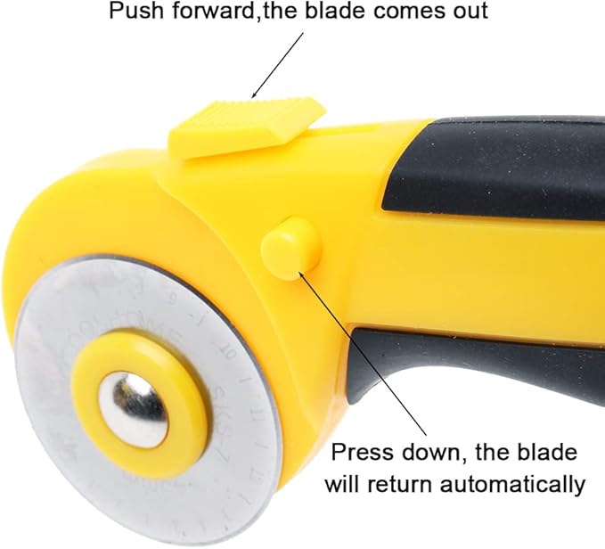 AUTOTOOLHOME 45mm Rotary Cutter Automatic Fabric Cutter Quick Change Blades with Safety Lock for Quilting, Sewing, Crafts, 10pcs Titanium Replacement Blades