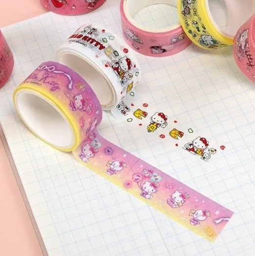 Cute Masking Tape, Washi Tape Set, 8 Pack, 0.6 Inch Wide (Pink)
