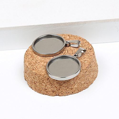 10pcs stainess steel cabochon base setting 20mm 25mm 30mm round cameo pendant trays diy jewelry blank bezel for necklace making (25mm)
