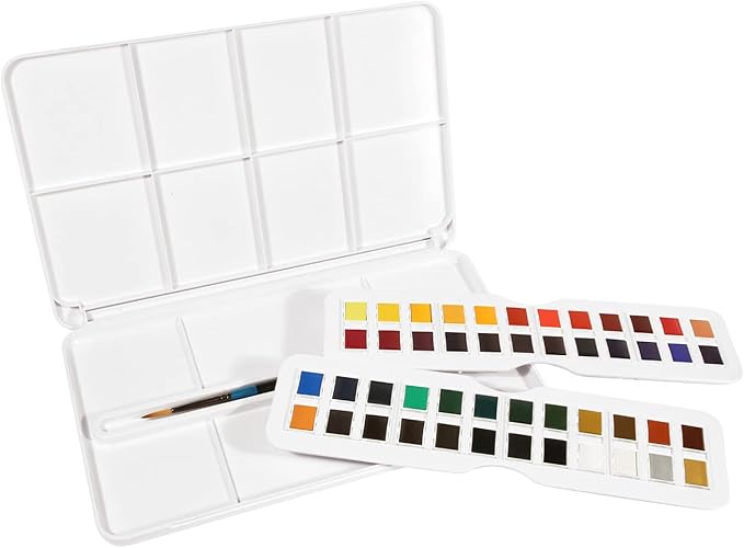 Daler Rowney Daler-Rowney Aquafine 48-pc Watercolor Studio Set - Watercolor Paint Set for Watercolor Paper and More - Watercolor Set for Artists and Students - Water Color Paint for All Skill Levels