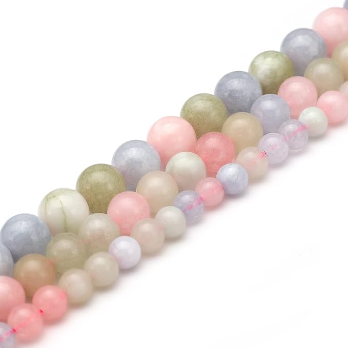 youngbling natural gemstone beads for jewelry making,10mm morganite polished round smooth stone beads,genuine real stone for bracelet necklace 15 inch