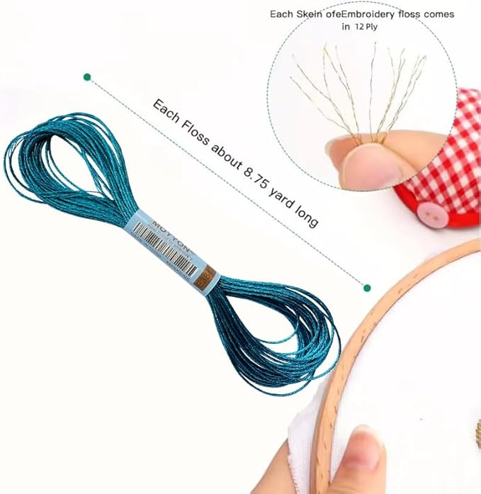 3 Skeins Embroidery Thread, Metallic Embroidery Floss Set, Polyester Cross-Stitch Threads for Hand Embroidery, String Art(E3843)