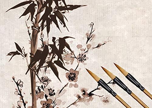 Befiy Chinese Calligraphy Brush, Writing Drawing Watercolor Ink Brushes Hubi Painting Kanji Sumi Wolf Bamboo Brushes Set for Professional Beginner (Green)