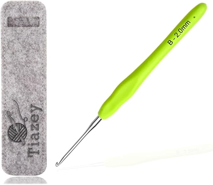 2 mm Crochet Hook, Ergonomic Grip for Arthritic Hands, Extra Long Knitting Needles for Beginners Crocheting Yarn (2 mm)