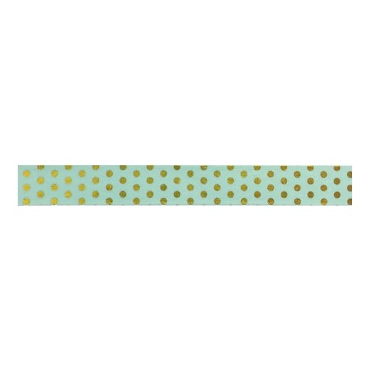 Wrapables Colorful Washi Masking Tape, Metallic Gold Dots on Mint