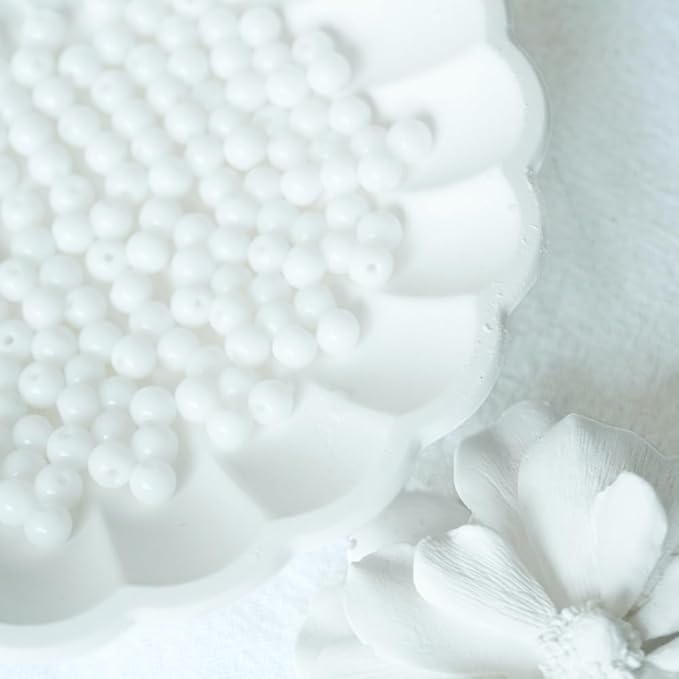 Jabrand 500pcs White Beads, 4mm Porcelain Beads for Jewelry Making Round Ceramic Bead Unique Vintage Bead for Craft Beading Kit Bracelets DIY Decor