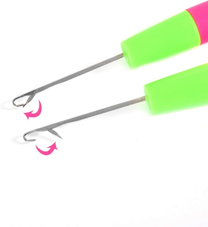 Latch Hook Crochet Needle, 2Pcs Latch Hook Tool,Big Crochet Needle 5.0mm(0.2inch),Small Crochet Needle3.8 mm(0.15inch)