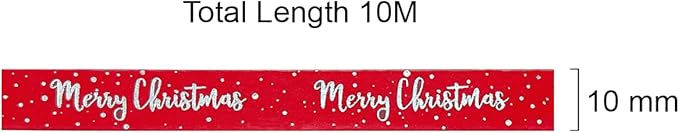 allydrew Holographic Washi Masking Tape, 10mm x 10M, Merry Christmas