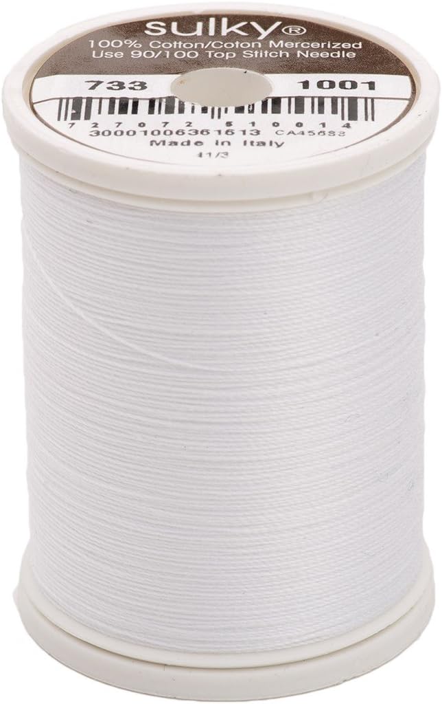 Sulky of America 400d 30wt Cotton Thread, 500 yd, Bright White