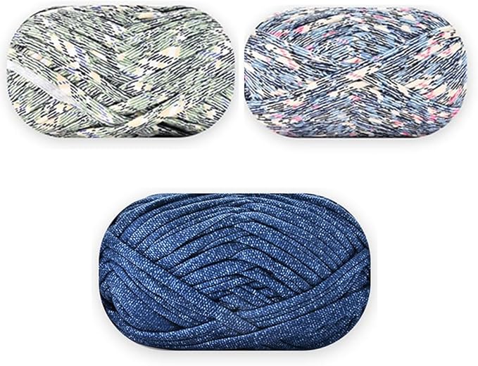 iSuperb 3 Pack Knitting Yarn Colorful Cloth T-Shirt Yarn Fabric Crochet Cloth for DIY Knitted Art Basket Bag - 300g
