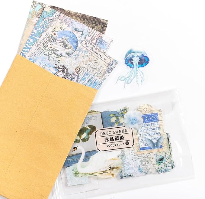 Alideco 100pcs Vintage Scrapbook Supplies Pack for Art Journaling Bullet Junk Journal Planners DIY Paper Stickers Craft Kits Notebook Collage Album Aesthetic Cottageco (bingdaolanbo)