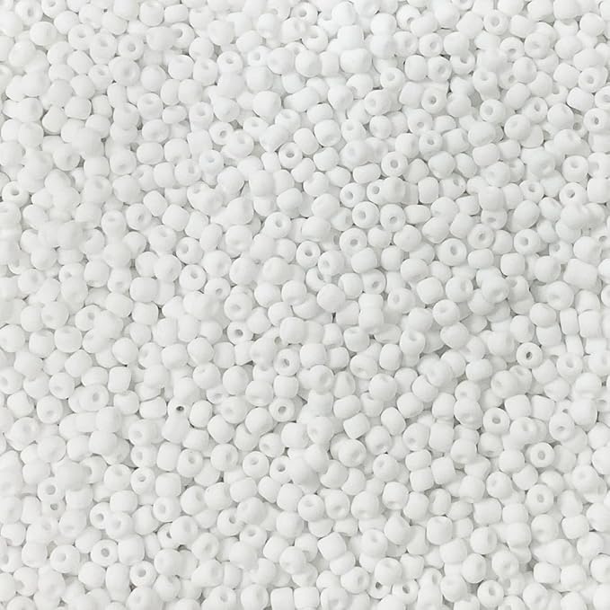 Bala&Fillic Frosted White Color 3mm Seed Beads About 3600pcs/100Grams in Bag, 8/0 Glass Craft Beads for Making Bracelet and Necklace (Frosted White)