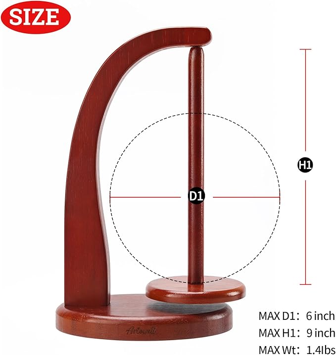 FLYKEY Model Magnetic Pendulum Wooden Yarn Holder for Crocheting,Yarn Storage Organizer with Yarn Spinner for Balls,Delightful Surprise Gift for Knitting Lovers by ARTOWELL(Mahogany-Colored)