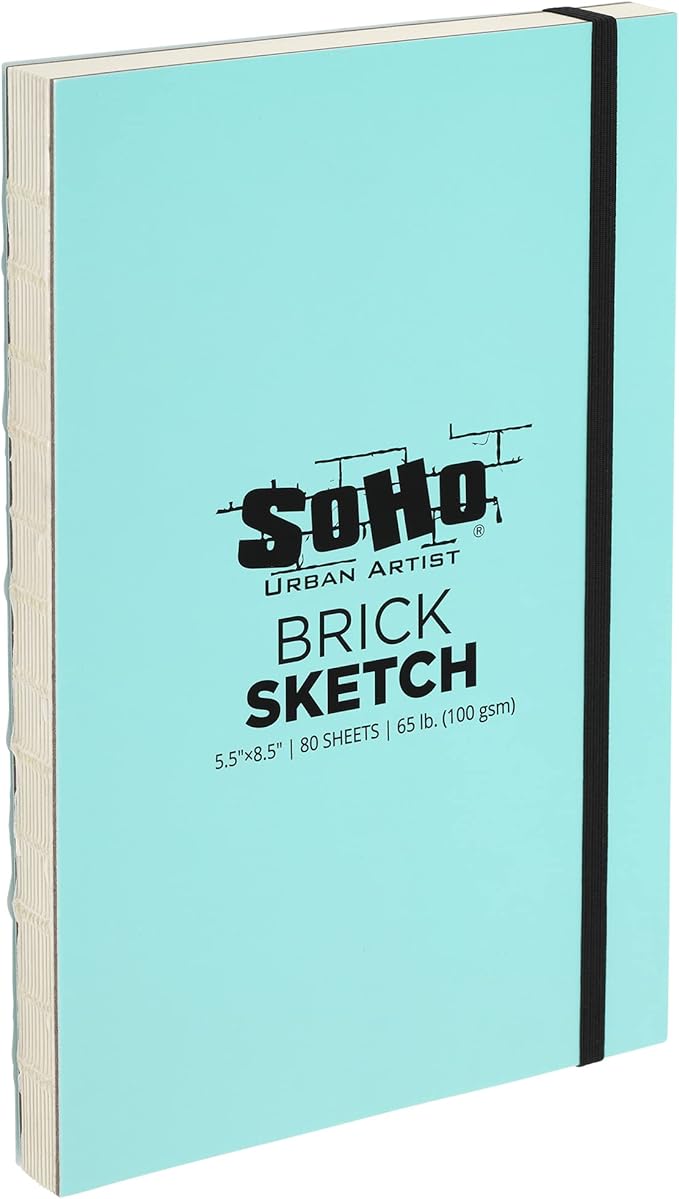 SoHo Urban Artist Brick Sketchbook Journals for Sketching, Drawing, Colored Pencils, Graphite, and More - Sketch 5.5"x8.5" (100 GSM, 80 Sheets)