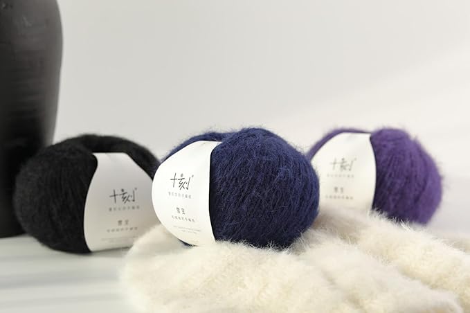 Snowbaby Wool Acrylic Blend Long Pile Yarn,(Worsted) Warm and Luxurious Fuzzy Yarn for Knitting and Crocheting DIY Hats Scarves Sweaters, 2 * 3.52oz/100g 207yds(22-Navy Blue)