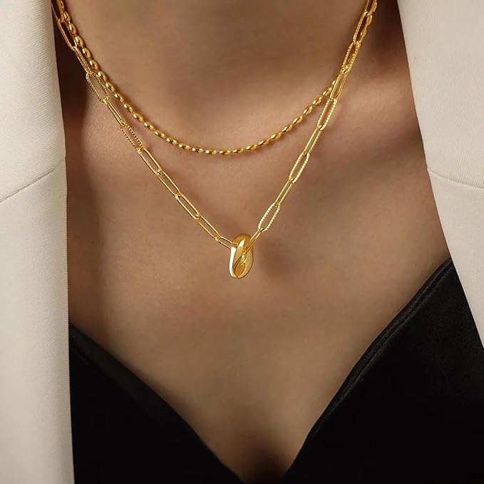 Jabogrii 16.4 Feet Embossed Paperclip Chain for Jewelry Making Gold Plated Brass Necklace Bracelet Chain Bulk Soldered Jewelry DIY Roll