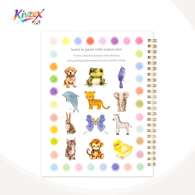 Watercolor Workbook for Adults, Beginner Friendly Watercolor Painting Kit Animals Water Coloring Book, Nature-Themed Practice Art Gift Water Color Paint Book with Palette and Brush