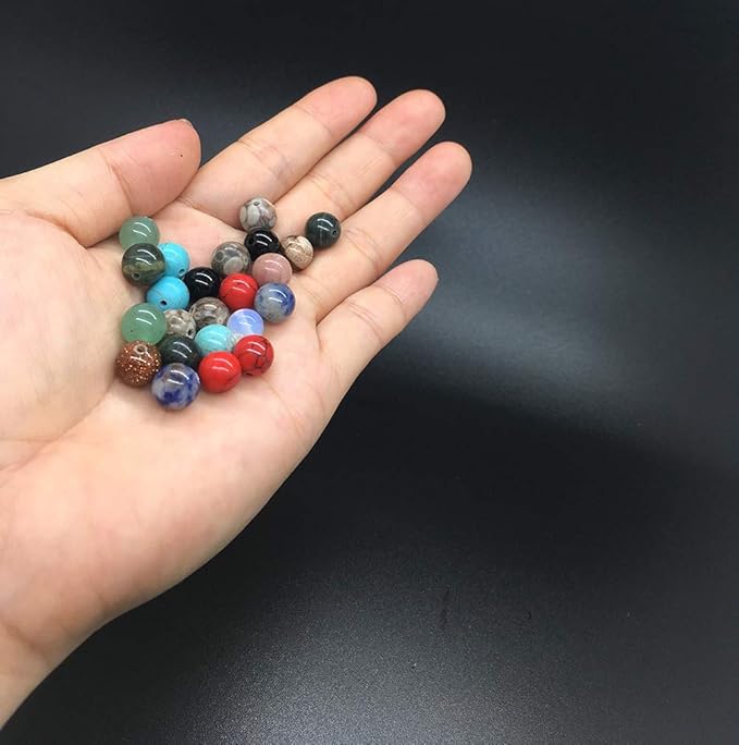 Yephac 450pcs 8mm Natural Gemstone Beads - Smooth Stone Loose Beads for Bracelet, Necklace & Earrings - DIY Jewelry Making