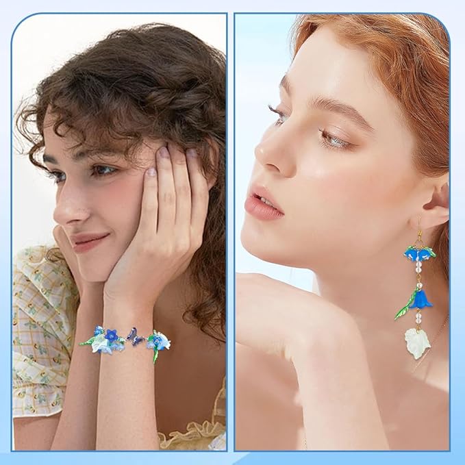 NBEADS About 417 Pcs Frosted Acrylic Assorted Beads Kit, 300 Pcs Acrylic Flower and Leaf Beads 87 Pcs Round Glass Beads 30 Pcs Brass Ball Pins Jewelry Making Supplies Kit for Earring Bracelets Making