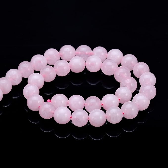 Youngbling Natural Crystal Beads for Jewelry Making,8mm Rose Quartz Polished Round Smooth Stone Beads for Bracelet Necklace 15 Inch