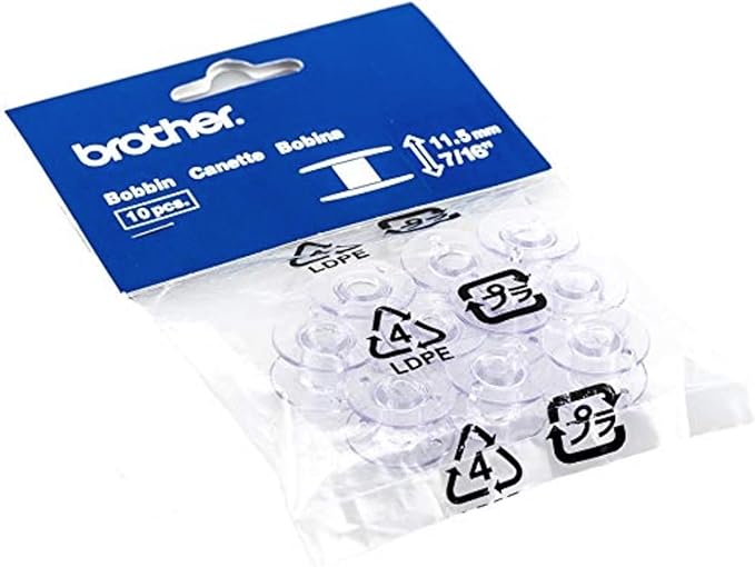 Brother Sewing and Embroidery Bobbins, SA156,Clear, 11.5 mm, 10 Count (Pack of 2)