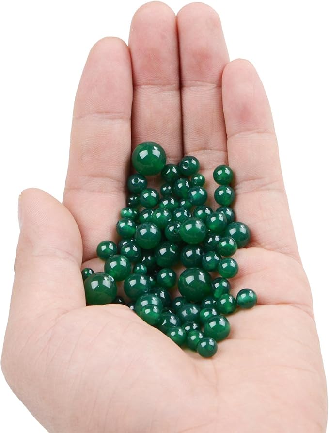 bymitel 10mm natural green agate round beads gemstones genuine with 90pcs diy jewelry making unisex(10mm 90pcs, green agate)