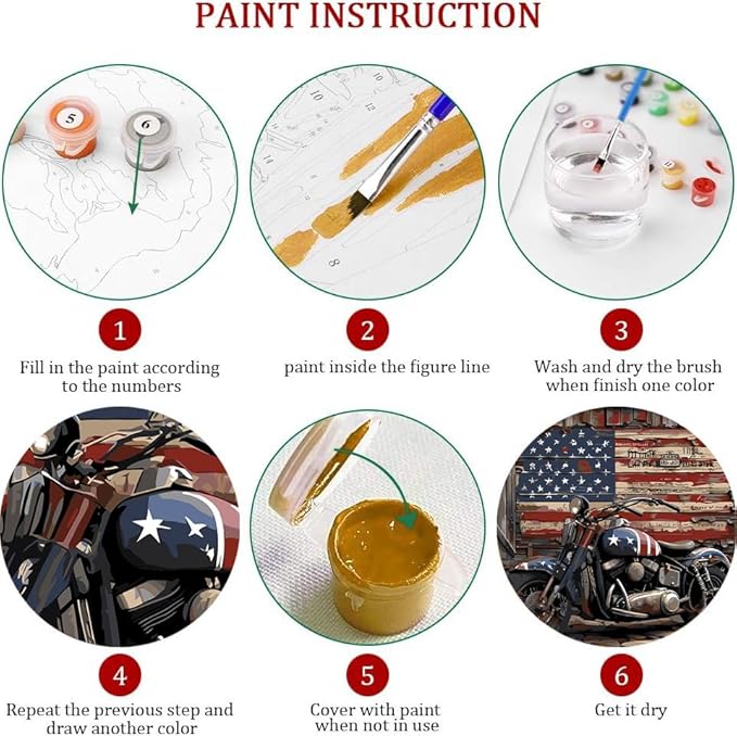 Axquilon Independence Day Paint by Numbers Kit for Adults Beginner-Patriotic Adult Paint by Number Kits on Canvas, Easy Adults' Paint-by-Number Kits for Gift Home Wall Decor 16x16in