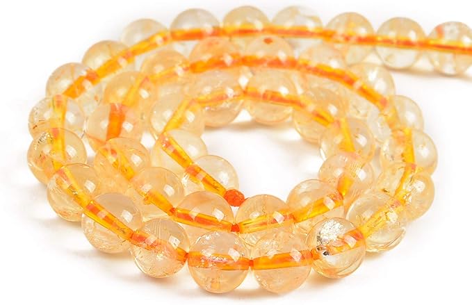 36pcs 10mm Natural Golden Citrine Gemstone Round Spacer Loose Stone Beads for Jewelry Making 15.5" 1 Strand (Golden Citrine, 10mm 36Beads)