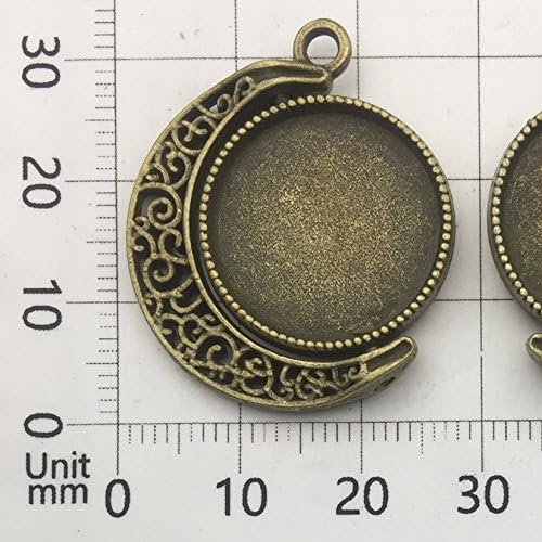 10 Sets Fit 18mm Moon Rotation Double Side Round Blank Bezel Pendant Trays Base Cabochon Settings Trays Pendant Blanks Jewelry Making DIY Findings (M133)