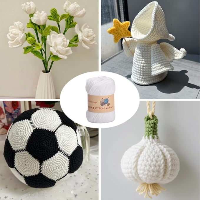 Acrylic Yarn for Crocheting Bulk, DIY Knitting Pure White Yarns, 6PLY 10Balls 17.6 Ounces Pack, Solid White Crocheting Thread, Beginner-Friendly