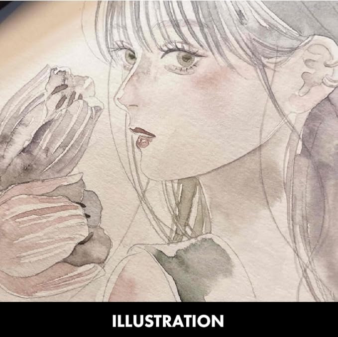 Kuretake GANSAI TAMBI SUMI Colors 6 Colors Set, Watercolor Paint for Professional, for Calligraphy, Illustrations, Drawing, Black Ink, Made in Japan