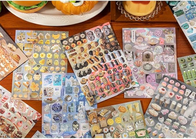 Alideco 30pcs Scrapbook Stickers Vintage Cakes Cuisine Desserts Sticker Book for Adults Sticker journaling Stickers for Scrapbooking (fenglingmengjing)