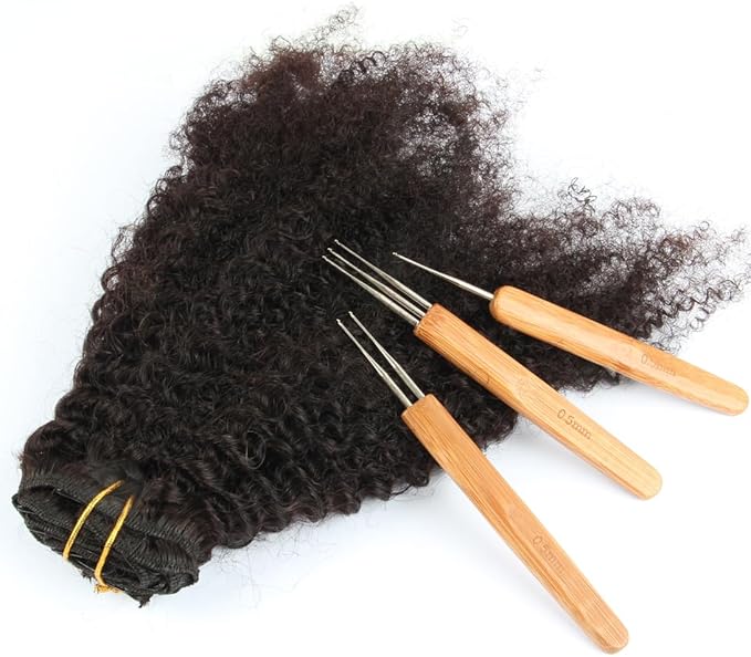 JFFX 3 Pcs Dreadlock Crochet Hook for Hair, Dreadlock Needle Tool for Braid Craft 1 Hook, 2 Hooks, 3 Hooks 0.5mm