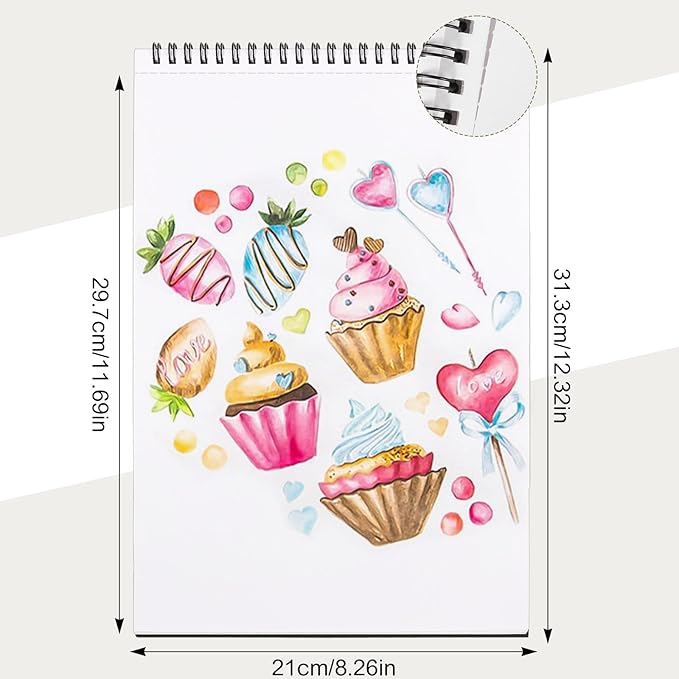 A4 Marker Paper Pad 40 Sheets, 8.3×11.7 Inch Bleedproof Art Sketch Pad, 73lb/120gsm Drawing Paper Spiral Sketch Book, Painting Coloring Alcohol Marker Paper for Beginners, Artists, Gift