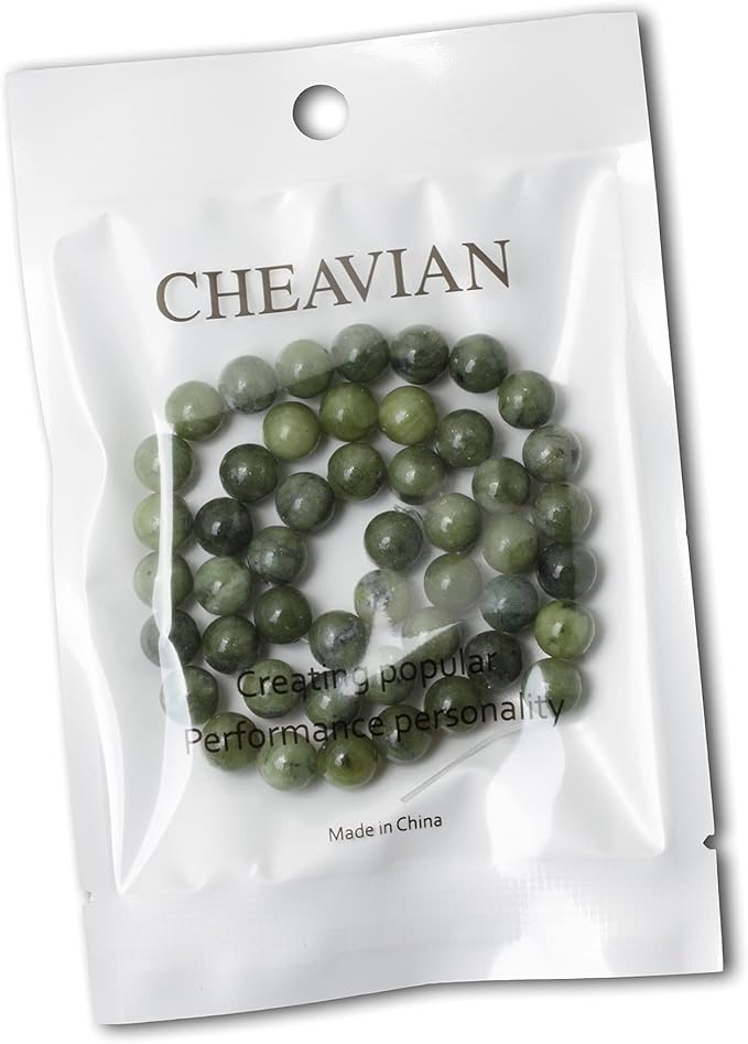 cheavian 45pcs 8mm natural taiwan green jade round loose beads for jewelry making diy bracelet necklace materials 1 strand 15"