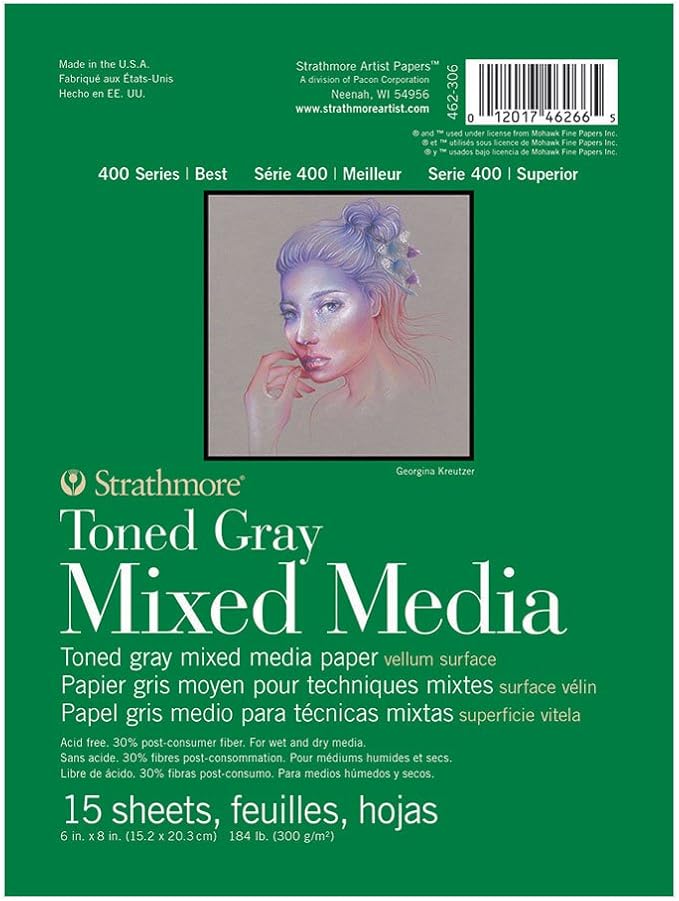 Strathmore Toned Mixed Media Paper Toned Grey 6"X8"-15 Sheets -62462306