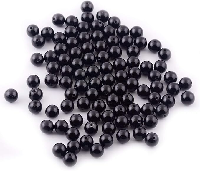 Natural Stone Beads 100pcs 8mm Black Obsidian Round Genuine Real Stone Beading Loose Gemstone Hole Size 1mm DIY Charm Smooth Beads for Bracelet Necklae Earrings Jewelry Making (Black Obsidian, 68mm)