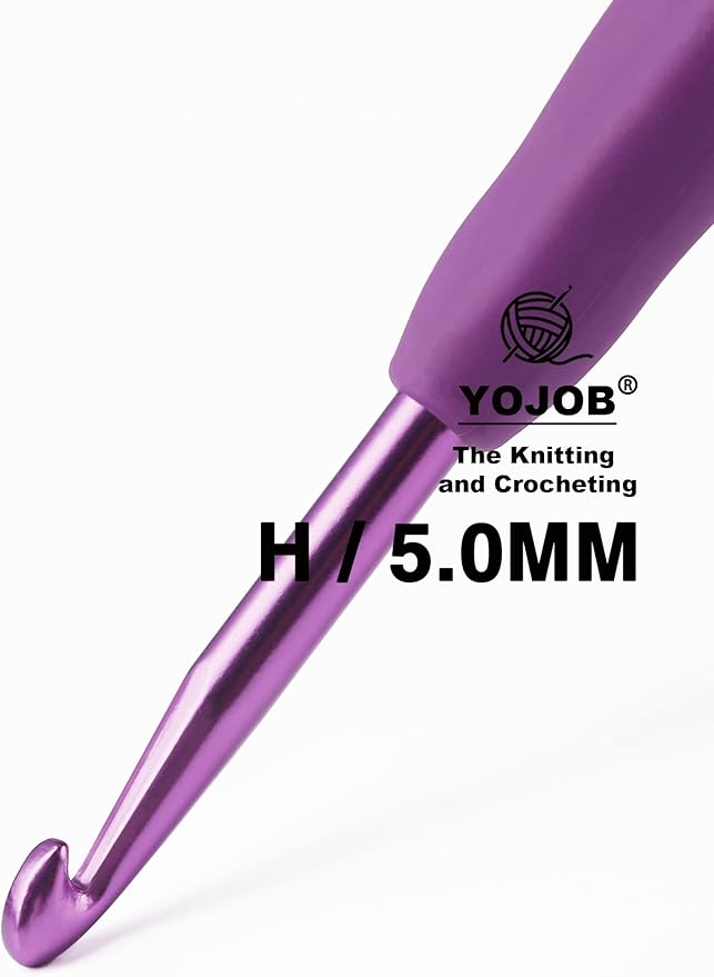YOJOB 2Pack Size H / 5mm, I / 5.5mm Crochet Hooks, Super Smooth & Ergonomic for Beginner and Advanced (5.0mm,5.5mm)