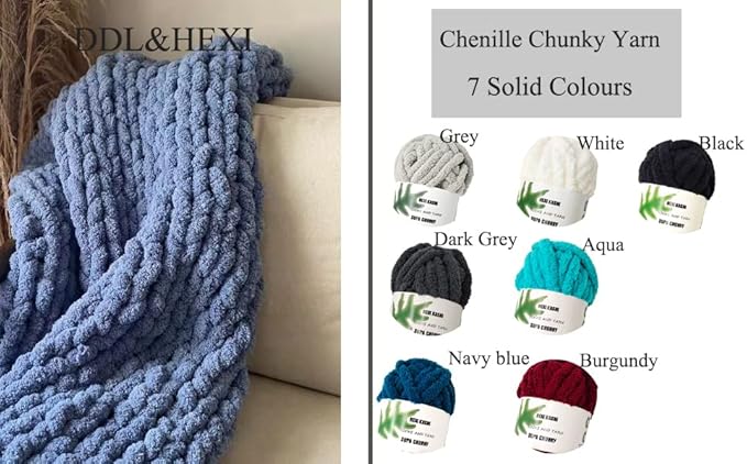 DDL&HEXI 2 Park Super Bulk Blanket Chenille Chunky Yarn,Blanket Making Kit,Jumbo Knitting Yarn 2x8oz 226gper Bag (Burgundy)