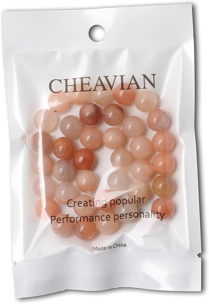 cheavian 35pcs 10mm natural pink aventurine round loose beads for jewelry making diy bracelet necklace materials 1 strand 15"