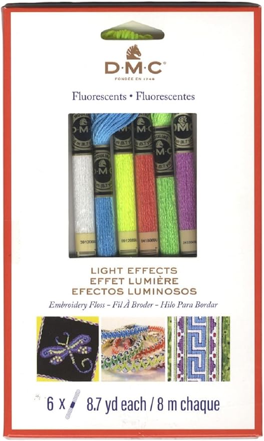 DMC Light Effects Floss Pack 8.7yd 6/Pkg, Fluorescent