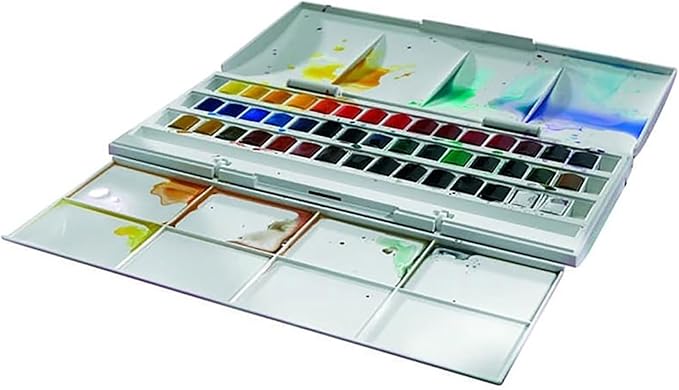 Winsor & Newton Cotman Watercolor Paint Set, Studio Set, 45 Half Pan w/ Brush